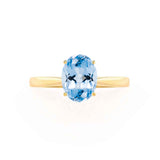 ISABELLA - Oval Aqua Spinel 18k Yellow Gold Solitaire Ring Engagement Ring Lily Arkwright