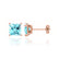 TRINITY - Princess Aqua Spinel 18k Rose Gold Stud Earrings Earrings Lily Arkwright
