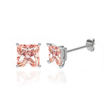 TRINITY - Princess Champagne Sapphire 18k White Gold Stud Earrings Earrings Lily Arkwright