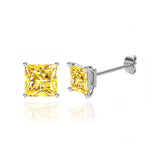 TRINITY - Princess Yellow Sapphire 18k White Gold Stud Earrings Earrings Lily Arkwright