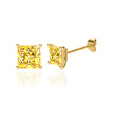 TRINITY - Princess Yellow Sapphire 18k Yellow Gold Stud Earrings Earrings Lily Arkwright