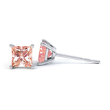 VALENTIA - Princess Champagne Sapphire 950 Platinum Stud Earrings Earrings Lily Arkwright