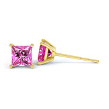 VALENTIA - Princess Pink Sapphire 18k Yellow Gold Stud Earrings Earrings Lily Arkwright