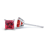 VALENTIA - Princess Ruby 18k White Gold Stud Earrings Earrings Lily Arkwright
