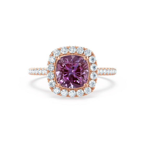 VIOLETTE - Cushion Alexandrite & Diamond 18k Rose Gold Petite Halo Ring Engagement Ring Lily Arkwright