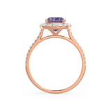 VIOLETTE - Cushion Alexandrite & Diamond 18k Rose Gold Petite Halo Ring Engagement Ring Lily Arkwright
