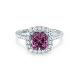 VIOLETTE - Cushion Alexandrite & Diamond 18k White Gold Petite Halo Ring Engagement Ring Lily Arkwright