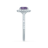 VIOLETTE - Cushion Alexandrite & Diamond 950 Platinum Petite Halo Ring Engagement Ring Lily Arkwright