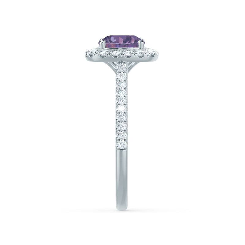 VIOLETTE - Cushion Alexandrite & Diamond 950 Platinum Petite Halo Ring Engagement Ring Lily Arkwright