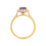 VIOLETTE - Cushion Alexandrite & Diamond 18k Yellow Gold Petite Halo Ring Engagement Ring Lily Arkwright