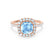 VIOLETTE - Cushion Aqua Spinel & Diamond 18k Rose Gold Petite Halo Ring Engagement Ring Lily Arkwright