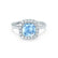 VIOLETTE - Cushion Aqua Spinel & Diamond 950 Platinum Petite Halo Ring Engagement Ring Lily Arkwright