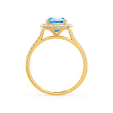 VIOLETTE - Cushion Aqua Spinel & Diamond 18k Yellow Gold Petite Halo Ring Engagement Ring Lily Arkwright