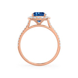 VIOLETTE - Cushion Blue Sapphire & Diamond 18k Rose Gold Petite Halo Ring Engagement Ring Lily Arkwright