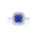 VIOLETTE - Cushion Blue Sapphire & Diamond 18k White Gold Petite Halo Ring Engagement Ring Lily Arkwright