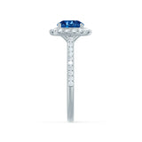 VIOLETTE - Cushion Blue Sapphire & Diamond 950 Platinum Petite Halo Ring Engagement Ring Lily Arkwright
