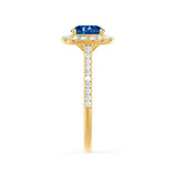 VIOLETTE - Cushion Blue Sapphire & Diamond 18k Yellow Gold Petite Halo Ring Engagement Ring Lily Arkwright