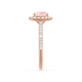 VIOLETTE - Cushion Champagne Sapphire & Diamond 18k Rose Gold Petite Halo Ring Engagement Ring Lily Arkwright