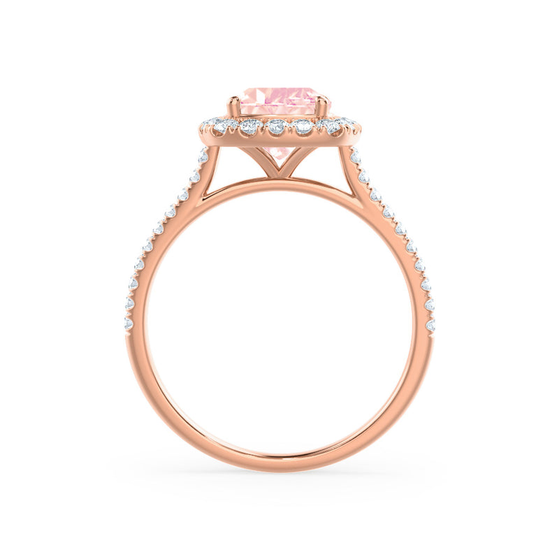 VIOLETTE - Cushion Champagne Sapphire & Diamond 18k Rose Gold Petite Halo Ring Engagement Ring Lily Arkwright