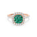 VIOLETTE - Cushion Emerald & Diamond 18k Rose Gold Petite Halo Ring Engagement Ring Lily Arkwright