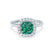VIOLETTE - Cushion Emerald & Diamond 950 Platinum Petite Halo Ring Engagement Ring Lily Arkwright