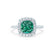 VIOLETTE - Cushion Emerald & Diamond 950 Platinum Petite Halo Ring Engagement Ring Lily Arkwright