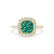 VIOLETTE - Cushion Emerald & Diamond 18k Yellow Gold Petite Halo Ring Engagement Ring Lily Arkwright