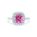 VIOLETTE - Cushion Pink Sapphire & Diamond 18k White Gold Petite Halo Ring Engagement Ring Lily Arkwright