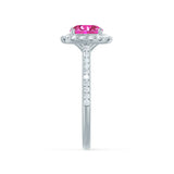 VIOLETTE - Cushion Pink Sapphire & Diamond 18k White Gold Petite Halo Ring Engagement Ring Lily Arkwright