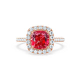 VIOLETTE - Cushion Ruby & Diamond 18k Rose Gold Petite Halo Ring Engagement Ring Lily Arkwright