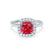 VIOLETTE - Cushion Ruby & Diamond 950 Platinum Petite Halo Ring Engagement Ring Lily Arkwright