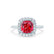 VIOLETTE - Cushion Ruby & Diamond 18k White Gold Petite Halo Ring Engagement Ring Lily Arkwright