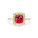 VIOLETTE - Cushion Ruby & Diamond 18k Yellow Gold Petite Halo Ring Engagement Ring Lily Arkwright