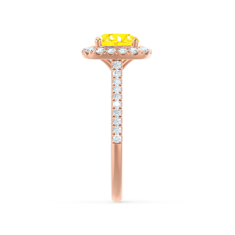 VIOLETTE - Cushion Yellow Sapphire & Diamond 18k Rose Gold Petite Halo Ring Engagement Ring Lily Arkwright