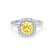VIOLETTE - Cushion Yellow Sapphire & Diamond 18k White Gold Petite Halo Ring Engagement Ring Lily Arkwright