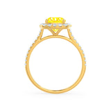 VIOLETTE - Cushion Yellow Sapphire & Diamond 18k Yellow Gold Petite Halo Ring Engagement Ring Lily Arkwright