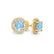 VOGUE - Round Aqua Spinel & Diamond 18k Yellow Gold Halo Earrings Earrings Lily Arkwright
