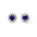 VOGUE - Round Blue Sapphire & Diamond 18k Rose Gold Halo Earrings Earrings Lily Arkwright
