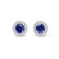 VOGUE - Round Blue Sapphire & Diamond 18k White Gold Halo Earrings Earrings Lily Arkwright