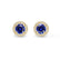 VOGUE - Round Blue Sapphire & Diamond 18k Yellow Gold Halo Earrings Earrings Lily Arkwright