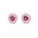 VOGUE - Round Pink Sapphire & Diamond 18k Rose Gold Halo Earrings Earrings Lily Arkwright