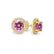 VOGUE - Round Pink Sapphire & Diamond 18k Yellow Gold Halo Earrings Earrings Lily Arkwright