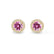 VOGUE - Round Pink Sapphire & Diamond 18k Yellow Gold Halo Earrings Earrings Lily Arkwright