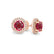 VOGUE - Round Ruby & Diamond 18k Rose Gold Halo Earrings Earrings Lily Arkwright