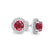 VOGUE - Round Ruby & Diamond 18k White Gold Halo Earrings Earrings Lily Arkwright