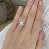 COCO - Emerald Lab Diamond & Diamond 18k White Gold Hidden Halo Triple Pavé Ring