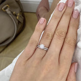 MACY - Round Moissanite & Diamond 18k White Gold Petite Pavé Shoulder Set Ring