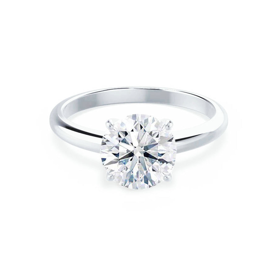 Grace Round Moissanite 18k White Gold Solitaire Ring – Lily