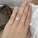 COCO- Round Lab Diamond 18k White Gold Petite Hidden Halo Triple Pavé Shoulder Set Ring