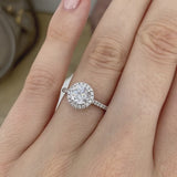 LAVENDER - Round Lab Diamond 18k White Gold Petite Halo Ring